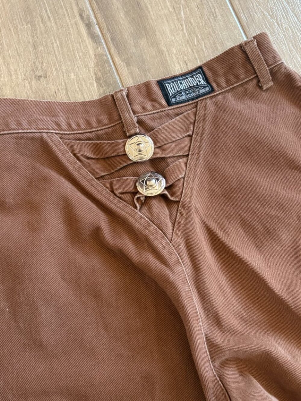 Vintage Roughrider Jeans Women's 7/8 Brown Western Bareback Texas Star Rodeo - Picture 4 of 8